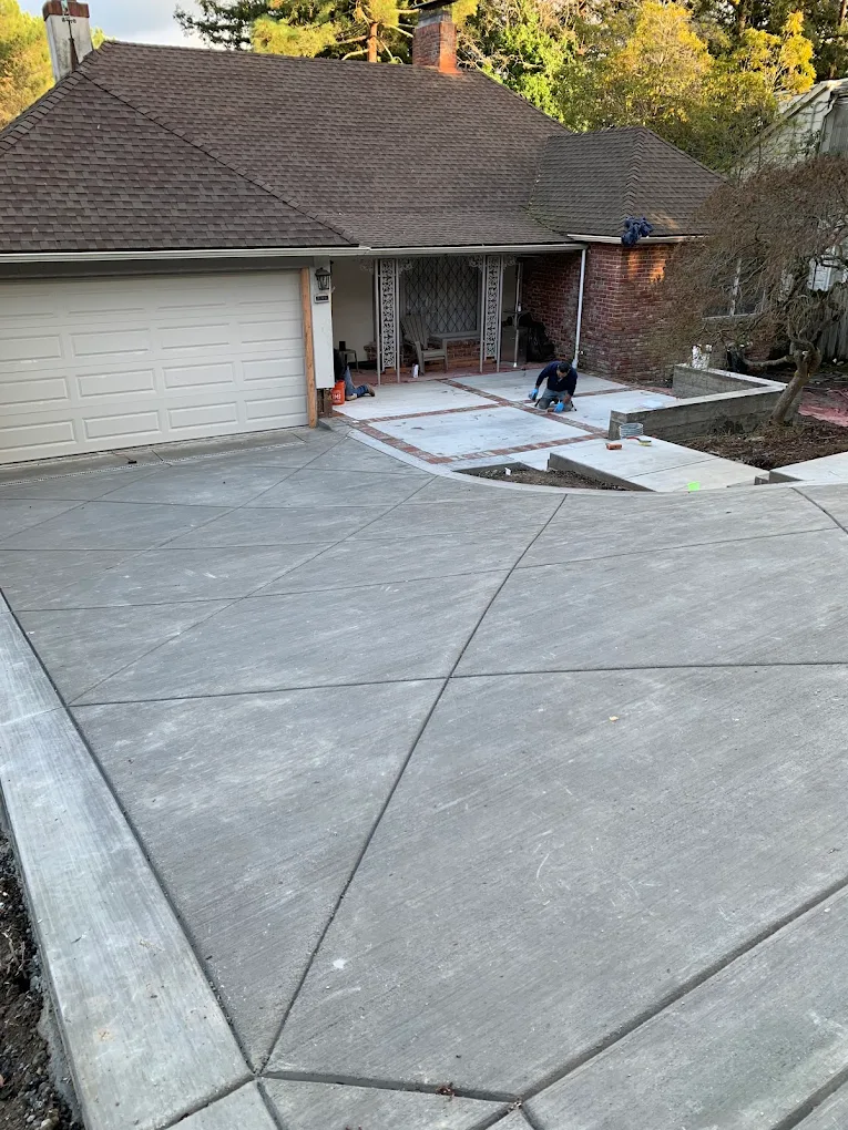 Concrete driveway with saw-cut control joints